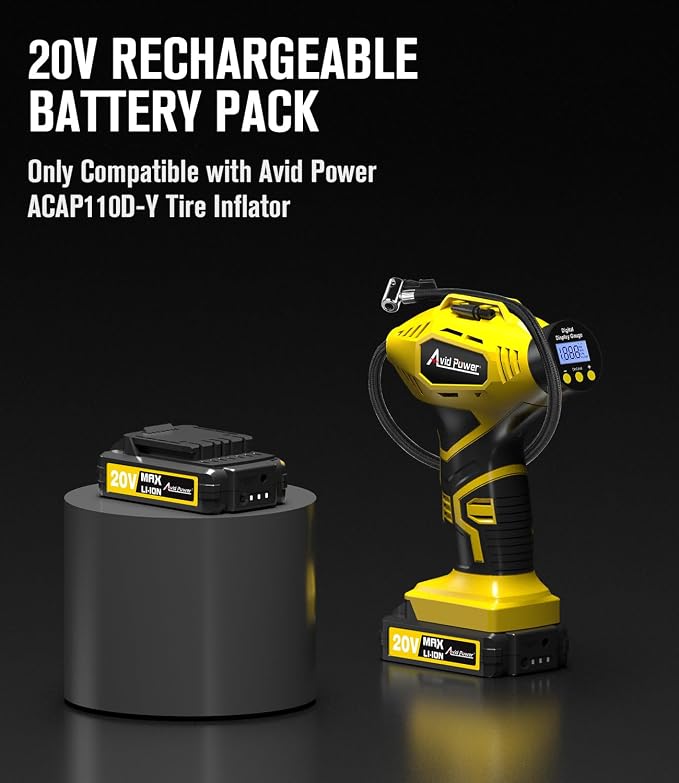AVID POWER 20V Blue Tire Inflator Bundle with 20V 1.5Ah Battery