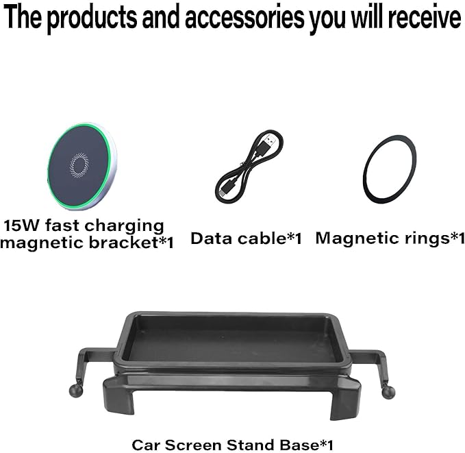 Car Phone Holder for Toyota Tacoma 2024 2025 Accessories Apply to 8 Inch Touch Screen 15W Fast Wireless Charger Screen Fixed Clip Cell Phone Mount with Dashboard Storage Tray