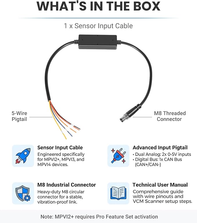 Sensor Input Cable Compatible with HP Tuners MPVI4 MPVI3 MPVI2+ OBD2 Scan Tools - Analog & CAN Bus Data Logging Cable for External Sensors, Replacement for H021-002-06