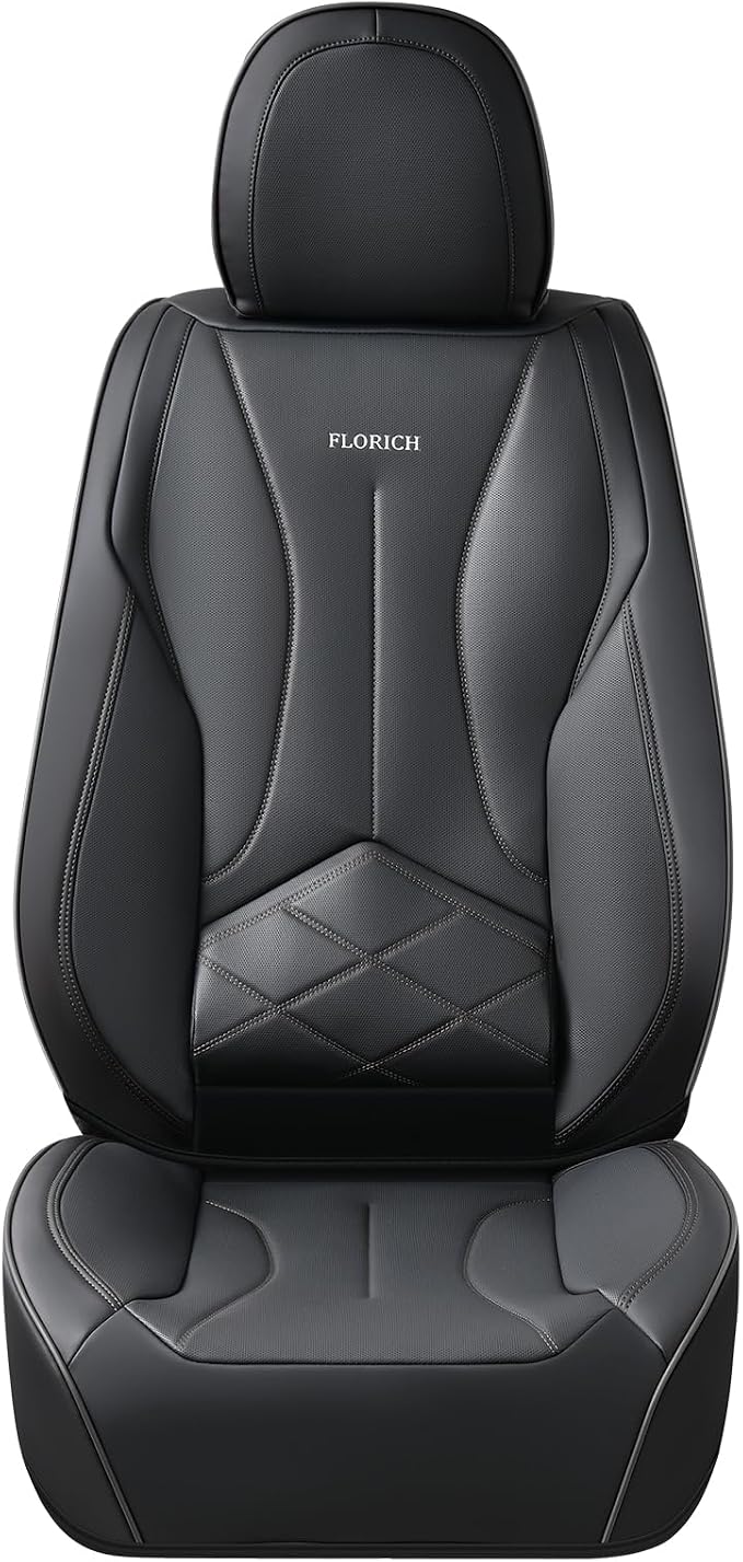 FLORICH Front Car Seat Covers, Leather Seat Covers for Cars, Waterproof Car Seat Protectors 2 Pack, Front Seat Covers for Cars, Automotive Seat Covers Protector Fit for Most Sedans SUV Pick-up Truck