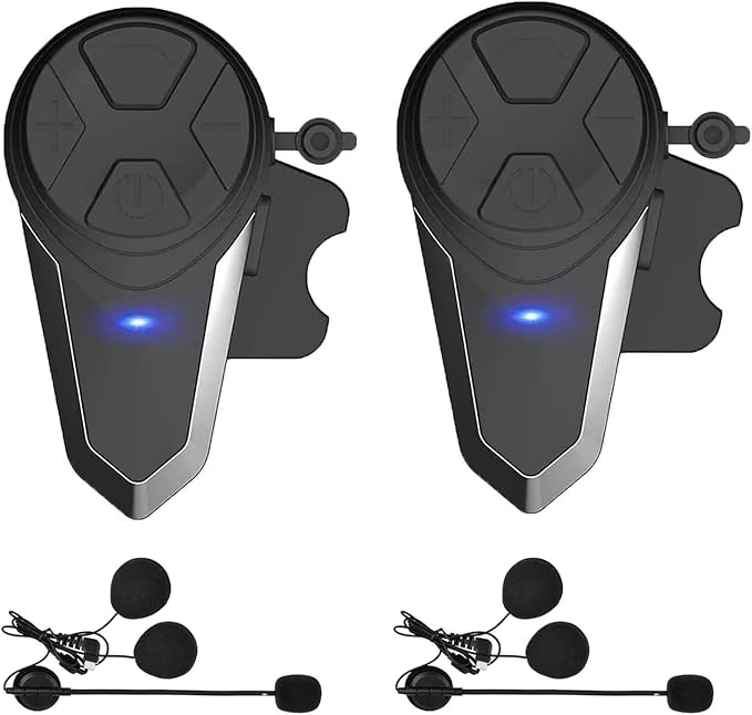 Motorcycle Bluetooth Headset, BT-S3 Bluetooth 5.0 1000M Helmet Intercom Headset up to 3 Riders for Ski/ATV/Dirt Bike/Racing/Climbing(Dual)
