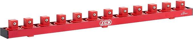 JCK Professional Quality Aluminum Socket Organizer (1/2" Socket) with special designed strip & 360 degree rotary positioning studs Red for Metric/Imperial tool Organizer secure socket storage toolbox