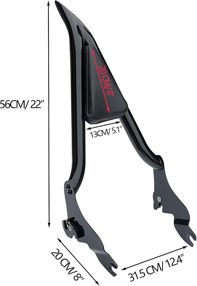 Detachable Rear Passenger 26" Sissy Bar Backrest with Pad Fit for Harley Touring Road King Road Glide Street Glide 2009-up