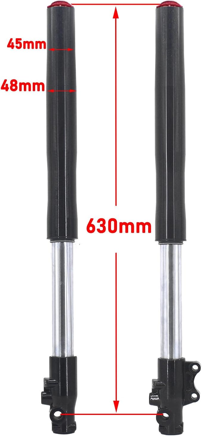 Front Inverted 630MM Fork 45MM/48MM with Shock Protector Cover for Chinese Dirt Pit Bike CRF KLX (Black Red-15mm Alxe)