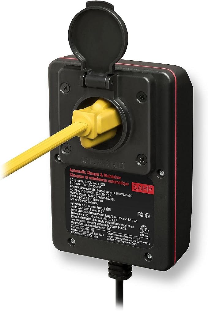 ProMariner 24105 ProTechOne Digital Series 5 Amp Fully Automatic On-board Battery Charger and Maintainer with Integrated AC Inlet