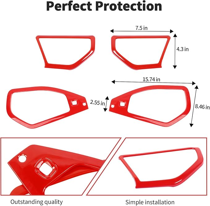 JWWY for Jeep JL Speaker Audio Player Trim Top & A Pillar Cover Trim for 2024-2025 Jeep Wrangler JL JLU & Gladiator JT 4xe Interior Accessories ABS 4PCS Red