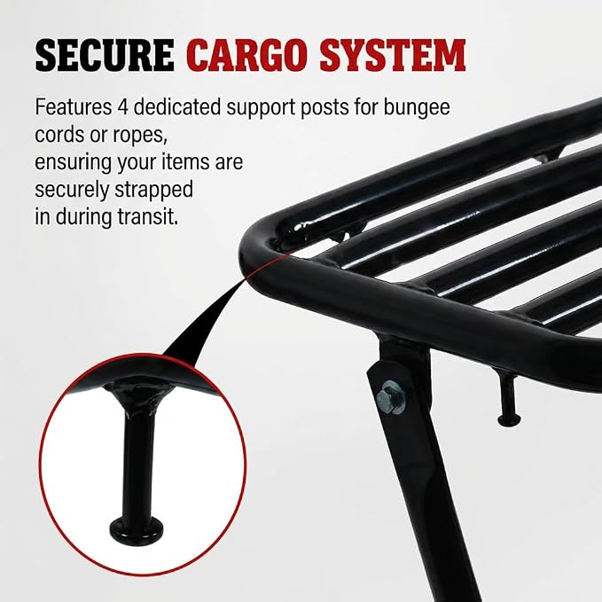 Heavy-Duty Rear Rack for Massimo Baja MB200 Warrior WR65, Mini Baja, Baja Heat, Baja Carbon 6.5 196cc HT65, MB165, 200lbs Load Capacity, Durable Design, Extended Axle & Installation Kit