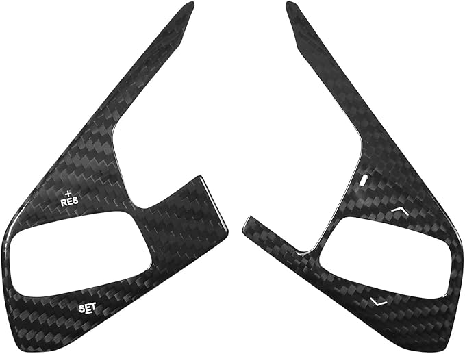 SUNJIKA Compatible with Real Carbon Fiber Steering Wheel Button Frame Cover Trim Interior Accessories For Corvette C8 2020-2024 (Black 2pc）