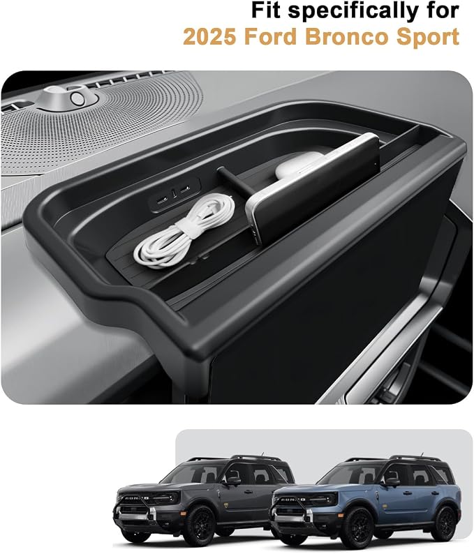 ECOZEN 2026 Bronco Sport Dash Console Organizer - Behind Screen Organizer For 2025-2026 Ford Bronco Sport Accessories Dashboard Storage Behind Screen Center Console Organizer