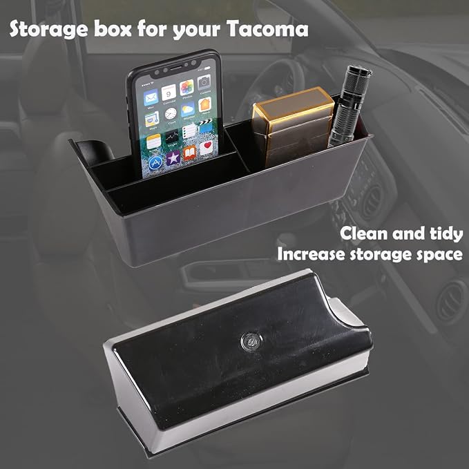 For Toyota Tacoma 2016-2020-23, Gear Shift Console Side Tray Organizer Gear, Shift Console Side Storage Box, Shifter Storage Box Interior Accessories, Central control storage box, Holds a U.S. Patent