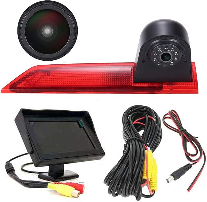 18mm HD Car Third Roof Top Mount Brake Light 3 Rear View Camera Parking Safety Assistant System, Night Vision Waterproof for Ford Transit Custom 2012-2016 (with 4.3-inch Monitor)