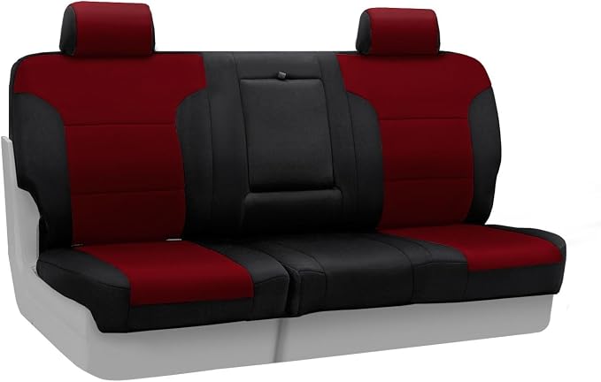 Coverking Custom Fit Front 50/50 Bucket Seat Cover for Select Ford F-Series Models - Neosupreme (Wine with Black sides)