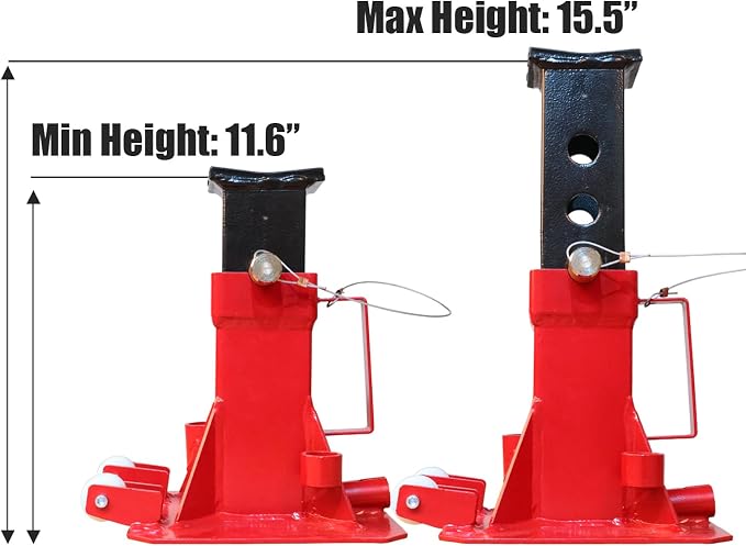 Torin ATZ70006PB Heavy Duty Jack Stands: Pin Style Jack Stand with 2 Casters and Handle, Easily Portable Car Stand for Car SUV, Truck and Pick Up, 7 Ton (14,000 lb) Capacity, Red