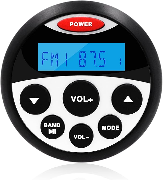 Boat Marine Stereo Receiver Bluetooth - 45 x 4 Watts Audio AM FM Gauge Waterproof Radio Tuner Streaming for Boats Golf Cart ATV UTV and Spa Hot Tubs GR304