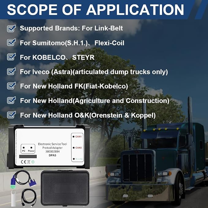380002884 V8.6 EST DPA5 Diagnostic Tool Kit Dearborn Protocol Adapter 5 for New Holland Electronic Service Tools (EST) for Tractor Loaders 380002884