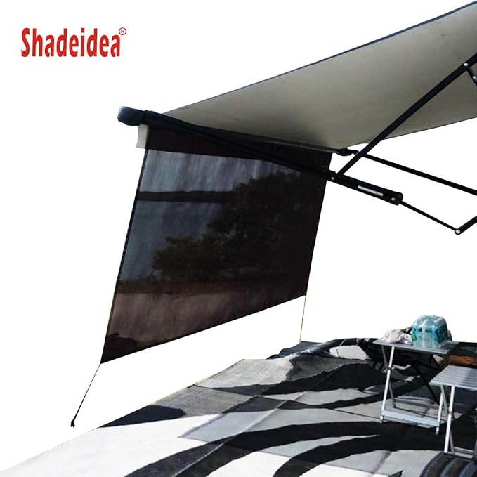 Shadeidea RV Sun Shade Screen for Awning - 8' X 10' 5'' Brown Mesh Sunshade Motorhome Camping Trailer UV Sunblocker Canopy Sunscreen - 3 Year Lasting