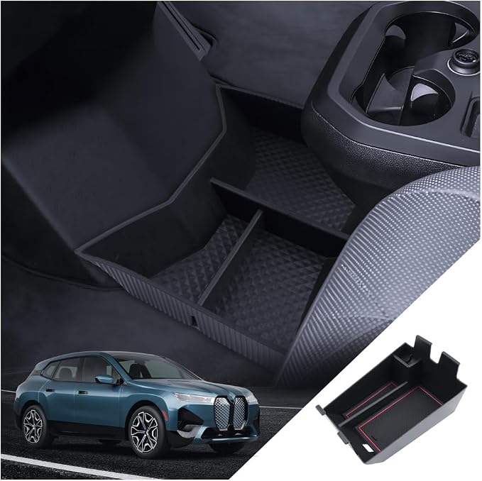 for BMW iX Center Console Organizer 2022-2026 BMW iX xDrive45 xDrive60 M70 Accessories Armrest Tray Middle Storage Box Insert Container Durable ABS Plastic