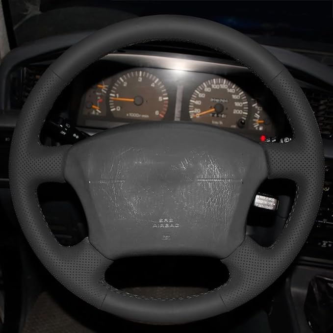 Loncky Custom Fit Black Genuine Leather Steering Wheel Cover for Toyota Land Cruiser 1995 1996 1997 1998 1999 2000 2001 2002 Accessories Car Interior Hand Stitched OEM Parts