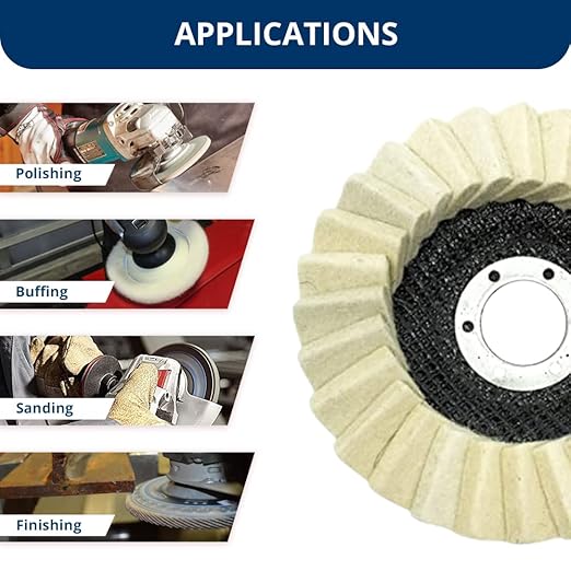 Benchmark Abrasives 4-1/2" x 7/8" Felt Polishing & Buffing Flap Discs for Polishing Stainless Steel Aluminum Fiberglass Plastic Metals, Use with Angle Grinder (5 Pack)