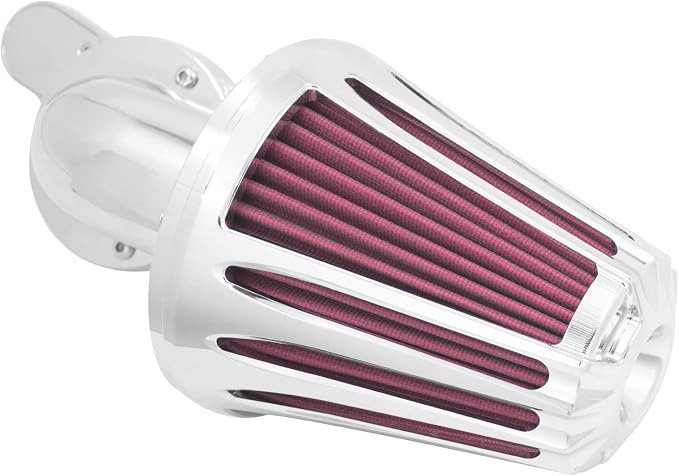 Motorcyle Air Cleaner Filter CNC 90° Forward-Facing Kit Fit for Harley Softail Touring Trike Sportster XL Dyna (Chrome Housing Red Element, A For Sportster XL 04-22)