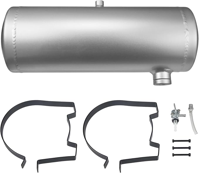 2 Gallon Minibike Gas Tank Fuel Tank Aluminum Cylinder 6 x 18" Center Fill minibike gas fuel tank For Golf Cart ,Motorcycle ,Dune Buggy ,mini bike ,go kart-Silver