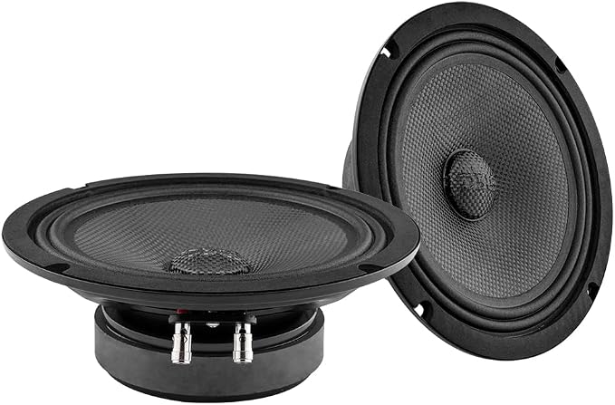 DS18 PRO-CF8.4SL 8" Shallow Carbon Fiber Water Resistant Cone Mid-Bass Loudspeaker 275 Watts Rms 4-Ohm - Great Speaker for Motorcycles and Powersports