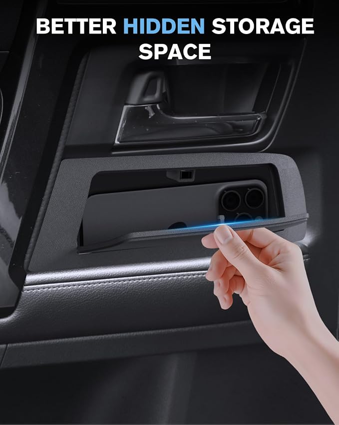 For 2PCS Center Console Toyota 4Runner 2010-2024 Door Built-in Hidden Storage Box Pop-Up Lid Door Side Organizer, Side Door Storage Box Glove Organizer Tray Door Handle Storage ABS Material
