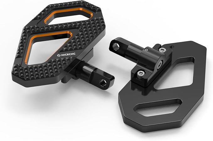 NICECNC Orange Rear Enlarged Passenger Footboard Aluminum Foot Pegs Compatible with Harley Road King Special FLHRXS 2017-2024, Replacement for 50208-04, See Fitments