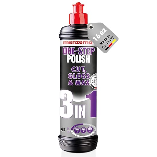 menzerna One-Step Polish 3in1 I Medium Cut Polish with High Gloss Finish & Seal in One I Buffing & Polishing Compound for Car Maintenance I Swirls, Holograms & Scratches I Car Body Repair I 16 fl oz.