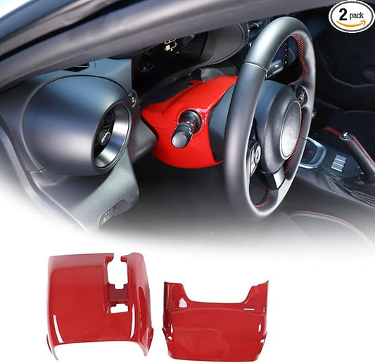 Car Steering Wheel Base Upper Trim For Subaru BRZ Toyot@ 86 2022-2023 Interior Steering Wheel Base Decoration Accessories (Red)