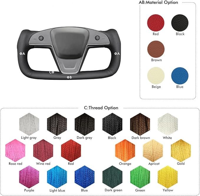 MEWANT Steering Wheel Cover for Yoke Style Steering Wheel for Tesla Model S 2021-2023 / Model X 2021-2023 Made of Black Microfiber Leather