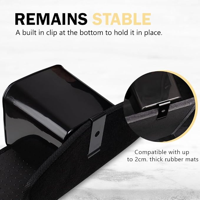 Black Car Trash Can Plus Trash Bag Bundle – Waterproof, w/Floor Mat Clip, Leakproof Build, Portable – Includes 1 Roll Inside + 6 Extra Roll (140pcs Total) – Black, Large – for Cars, SUV, &