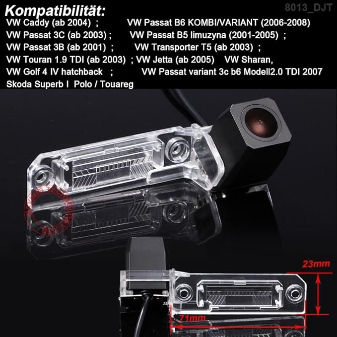 Car Backup Camera Reverse Parking vehichle Camera Fit for VW Caddy B5 B6 Passat 3C Variant/Touran VW Golf IV/Golf Plus/Sharan/Skoda Superb Multivan T5 Jetta Sagitar Magotan Polo Bora Golf Waterproof