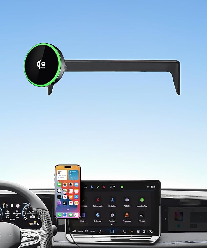 Qi2.2 Max 25W Fast Wireless Car Charger Phone Holder for Volkswagen Tiguan 2025 2026 15-Inch Screen, Magnetic Phone Mount Compatible with MagSafe