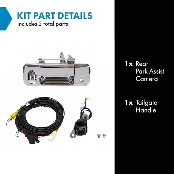 TRQ Rear View Camera Kit Chrome Compatible with 2007-2013 Toyota Tundra
