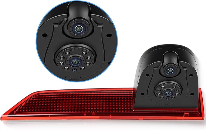 Dual Camera Third Brake Light Backup Camera for Ford Transit 2012-2015 with 10M Cable, CVBS NTSC/AHD PAL Switchable, 140° Wide Angle, IP67 Waterproof, Night Vision, Vehicle-Specific Reverse Camera