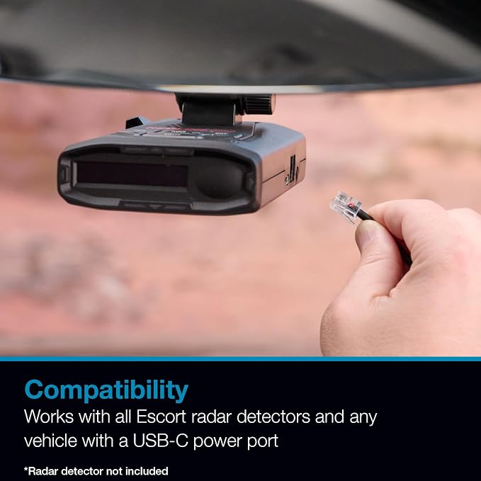 Escort USB-C to RJ11 Power Cord Radar Detectors Including MAX 360, MAX 360c, IX, IXc, 9500 IX, MAX II, MAX 3, MAX 4, MAX 360c MKII, MAX 360 MKII, MAXcam 360c, Redline 360c & Additional Models