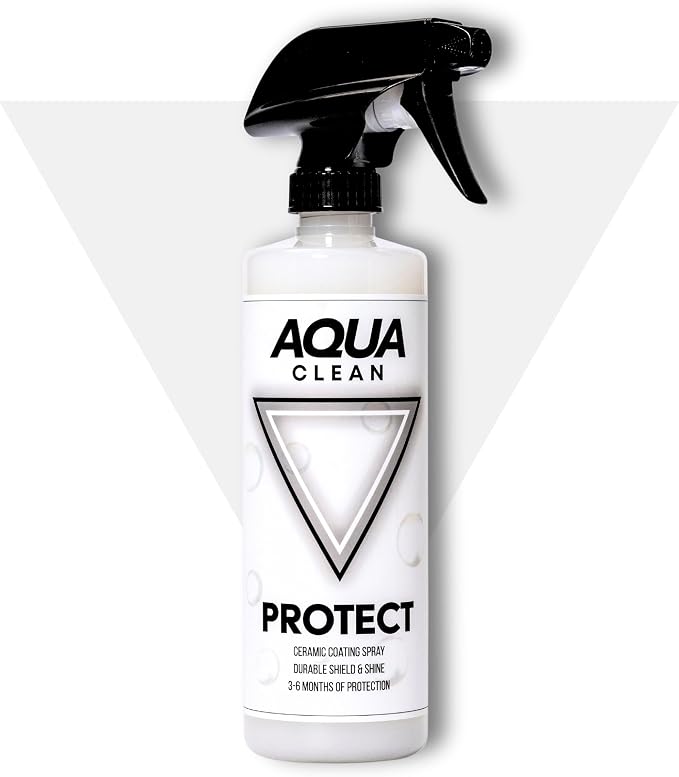AquaClean PROTECT Ceramic Coating Spray | Car, Truck, Boat, RV & Motorcycle | 12 Month SiO2 Protection | Hydrophobic UV Shield | Protects Paint, Glass & Trim | Easy Spray & Wipe | USA Made | 16oz