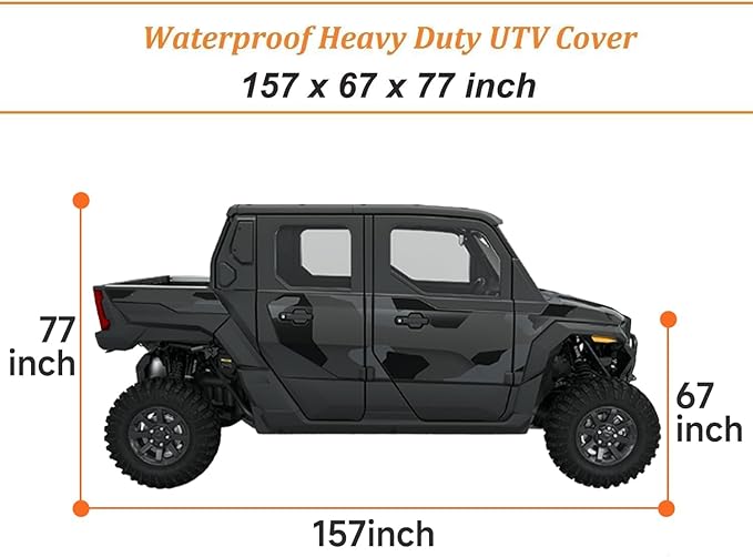 NEVERLAND UTV Covers Heavy Duty, 300D UTV Cover 4-6 Seater All-Weather Protection, Side by Side Cover Waterproof Outdoor Storage Windproof Compatible with Polaris Ranger Can am Yamaha 157"x 67"x 77"