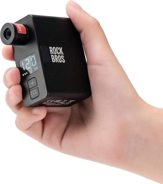 ROCKBROS LED Screen Electric Mini Bike Pump PRO, Max 120 PSI with Gauge, Auto Stop Bicycle Pump Tire Inflator Air Pump for E-Bike, MTB, and Road Bike