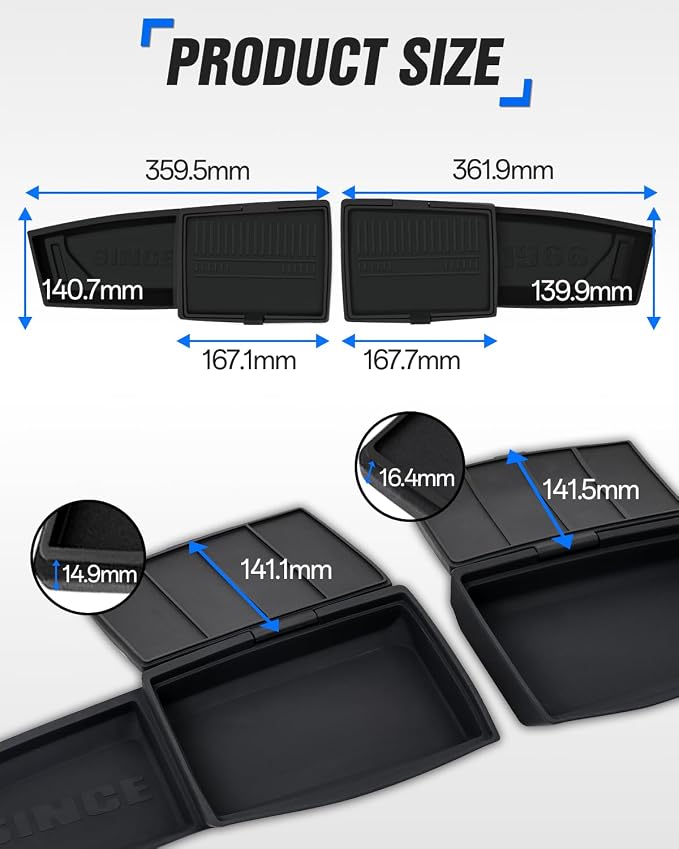 ROADER Dashboard Storage Organizer Tray Compatible with 2021-2025 Ford Bronco, Behind Screen Pocket Center Console Dash Organizer Box with Lid Cover Interior Storage Expansion Accessories