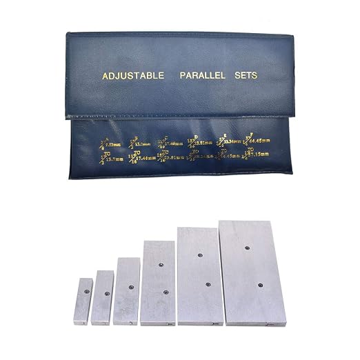 findmall 6 Pcs Adjustable Parallel Set 3/8" - 2-1/4" Hardened Steel Accuracy Parallels Set for Layout Inspection Stop Work Set-Up Etc