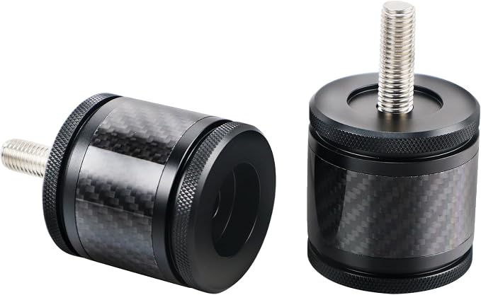 Crash Bar Sliders End Caps CNC Carbon Fiber Inlay Decorative Sliders Fits for 1.25" Front Engine Guard Rear Saddlebag Guard CNC 60mm (Black)