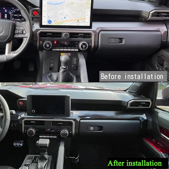 Dashboard Cover for Toyota 4Runner 2025 2026 Interior Accessories 8inch&14inch Display Center Consoles ABS Frame Trim (Carbon Fiber Grain, Dashboard Cover for 4Runner)