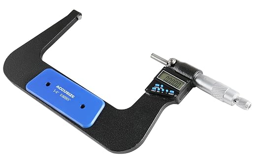 Accusize Industrial Tools 5-6''/125-150 mm 7 Keys Electronic Digital Outside Micrometers, 0.00005'' Or 0.001 mm Resolution, Ac21-6022 | IP54 Rated, 0.00005"/0.001 mm Resolution, 7-Key, ±0.003" Accuracy