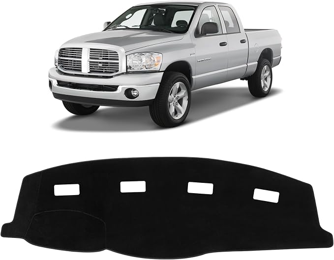 KUST Black Dash Cover for 2006-2008 Dodge Ram 1500 2500 3500/2009 Dodge Ram 2500 3500 4500 5500/2010 Dodge Ram 4500 5500 Polyester Dashboard Cover Non-Slip Interior Accessories for Dodge Ram No Glare