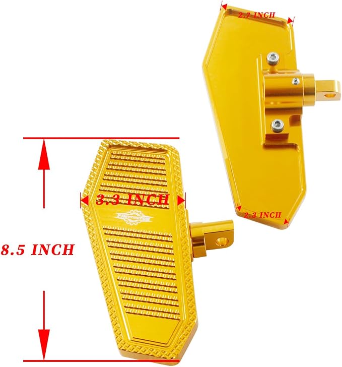Gold Rider's Mini Floorboard, Foot Pedal with Male Mount, Compatible with Harley Davidson 2017-Before FX Models Street Bob, Super Glide, Fat Bob, Low Rider, Wide Glide, Breakout