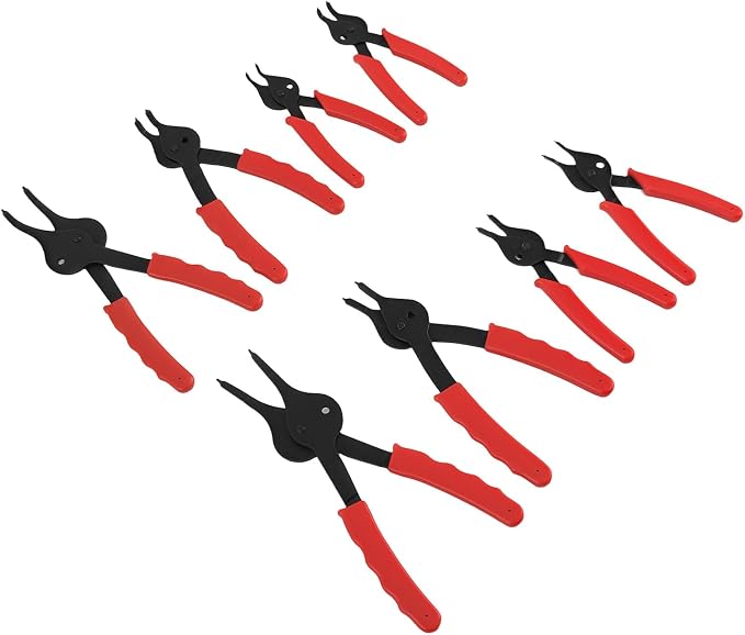 maXpeedingrods 8 Pcs Snap Ring Pliers Set with 5" Pick/Hook Tool for 0.038in 0.047in 0.070in 0.090in, Bent Tip Pliers Professional Grade Repair Kit with Case