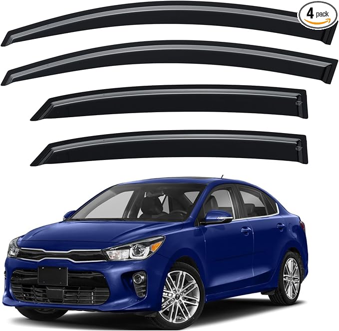 Window Visors Rain Guards for 2018-2023 Kia Rio Sedan, Out-Channel Window Vent Wind Deflectors Visors Shades for 18 19 20 21 22 23 Kia Rio