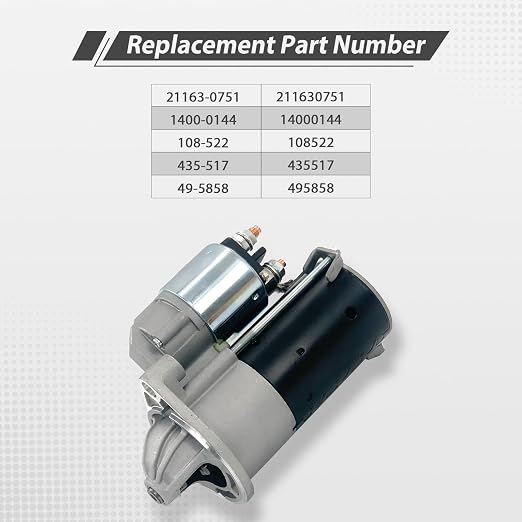 12V 9T Starter Motor 21163-0751 Compatible with Kawasaki KAF820 Mule Pro-FX 2016-2019 & Pro-FXT 2015-2020 Replace # 211630751 435-517